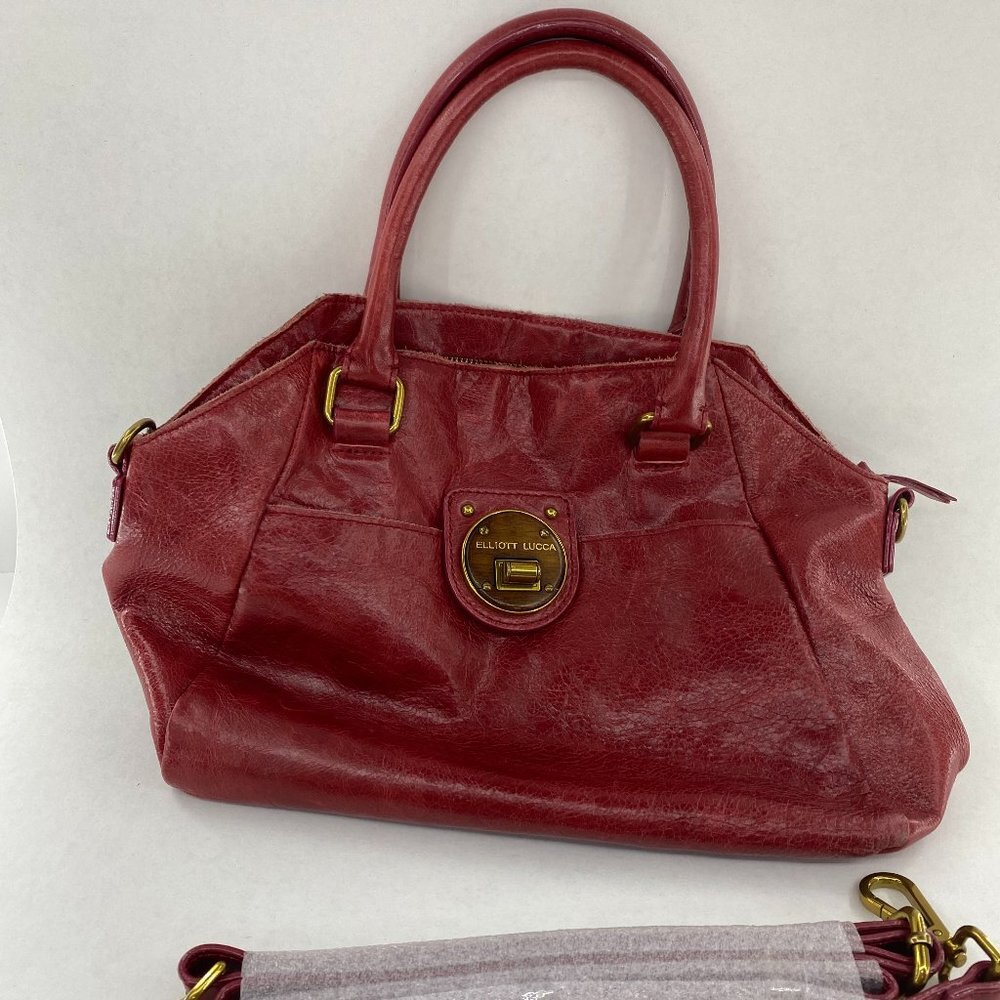 Elliott Lucca Red Leather Satchel Crossbody Bag - Picture 11 of 13